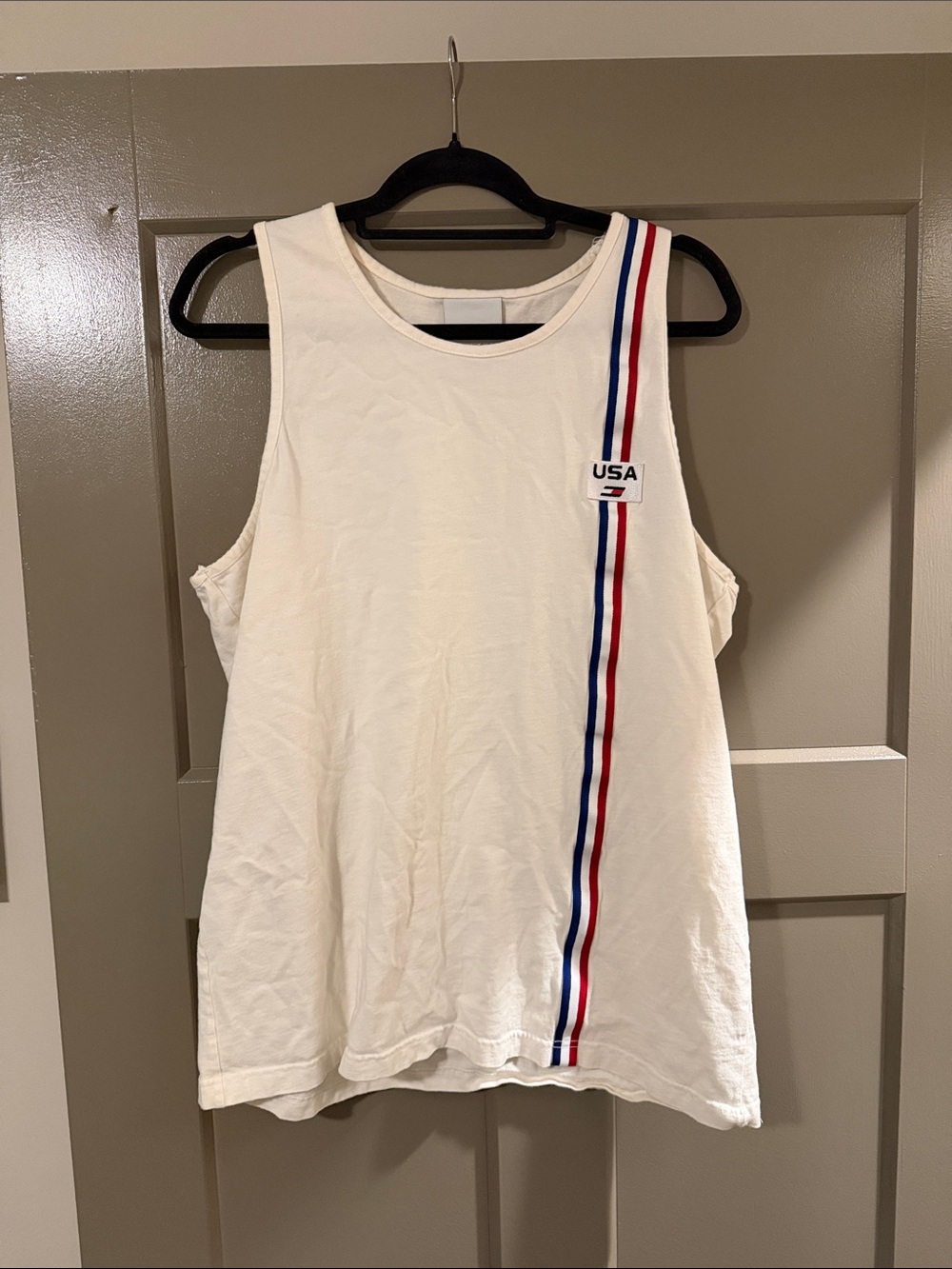 Tommy Hilfiger White Tank Top with Red & Navy Stripe